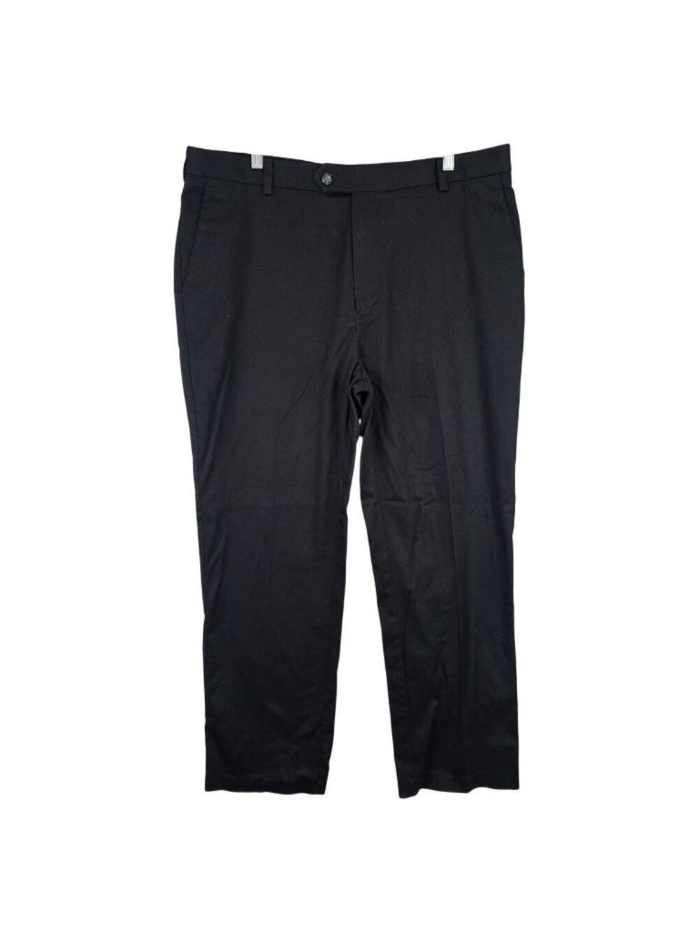 Men Roundtree & Yorke Black Travel Smart Chino Pants Stretch Flat Front 38x32